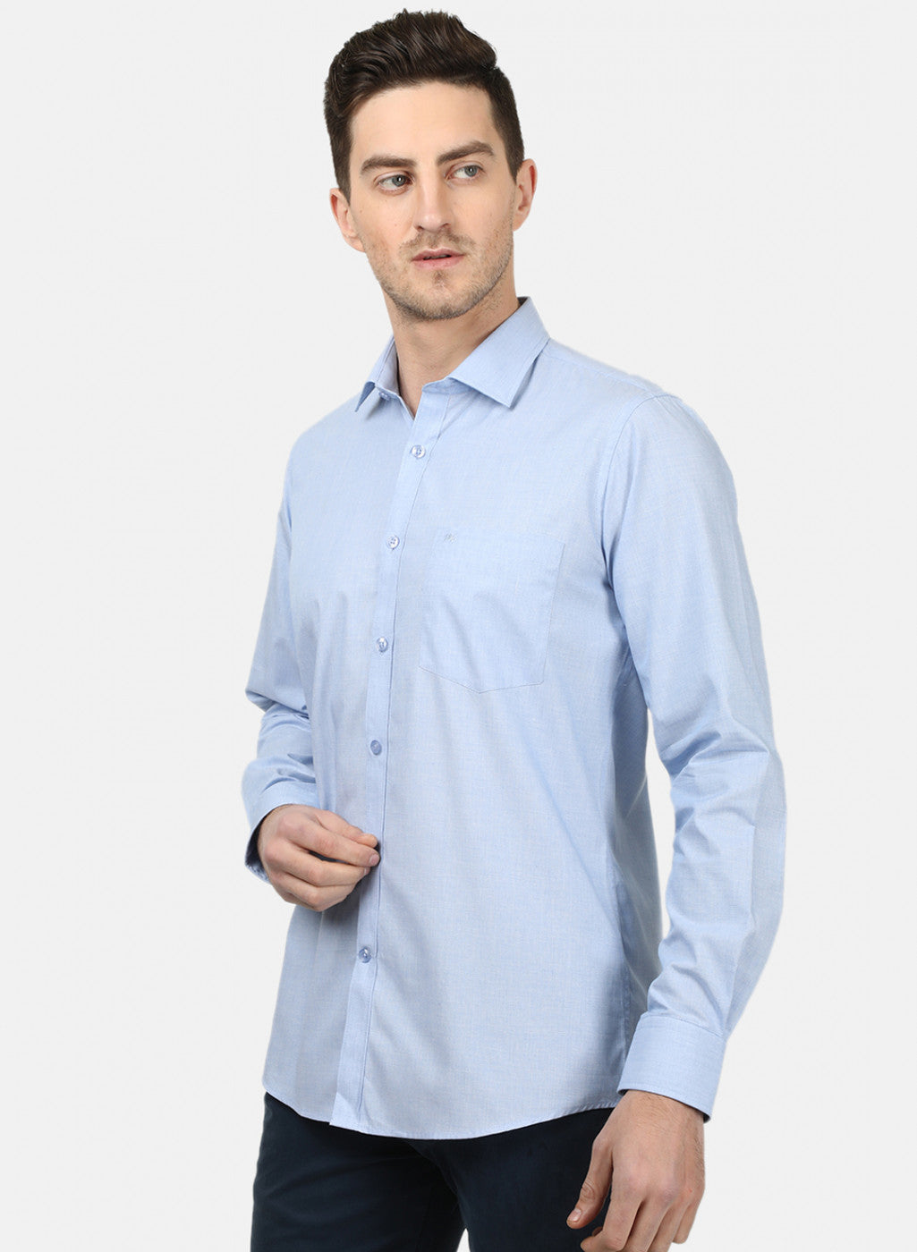 Mens Sky Blue Solid Shirts