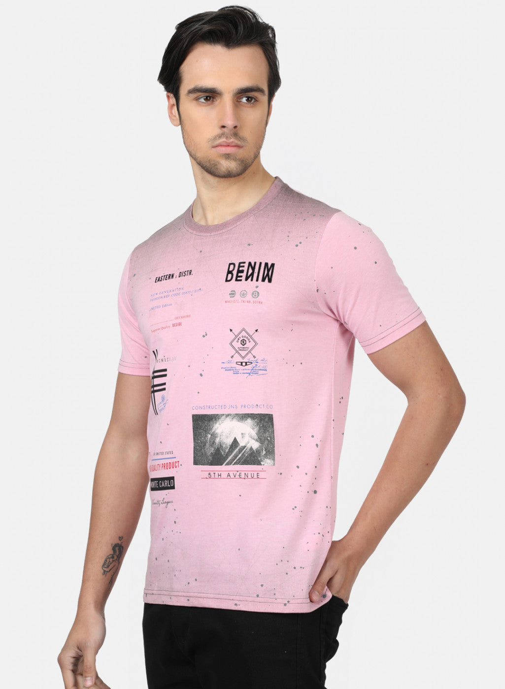 Men Pink Printed T-Shirts
