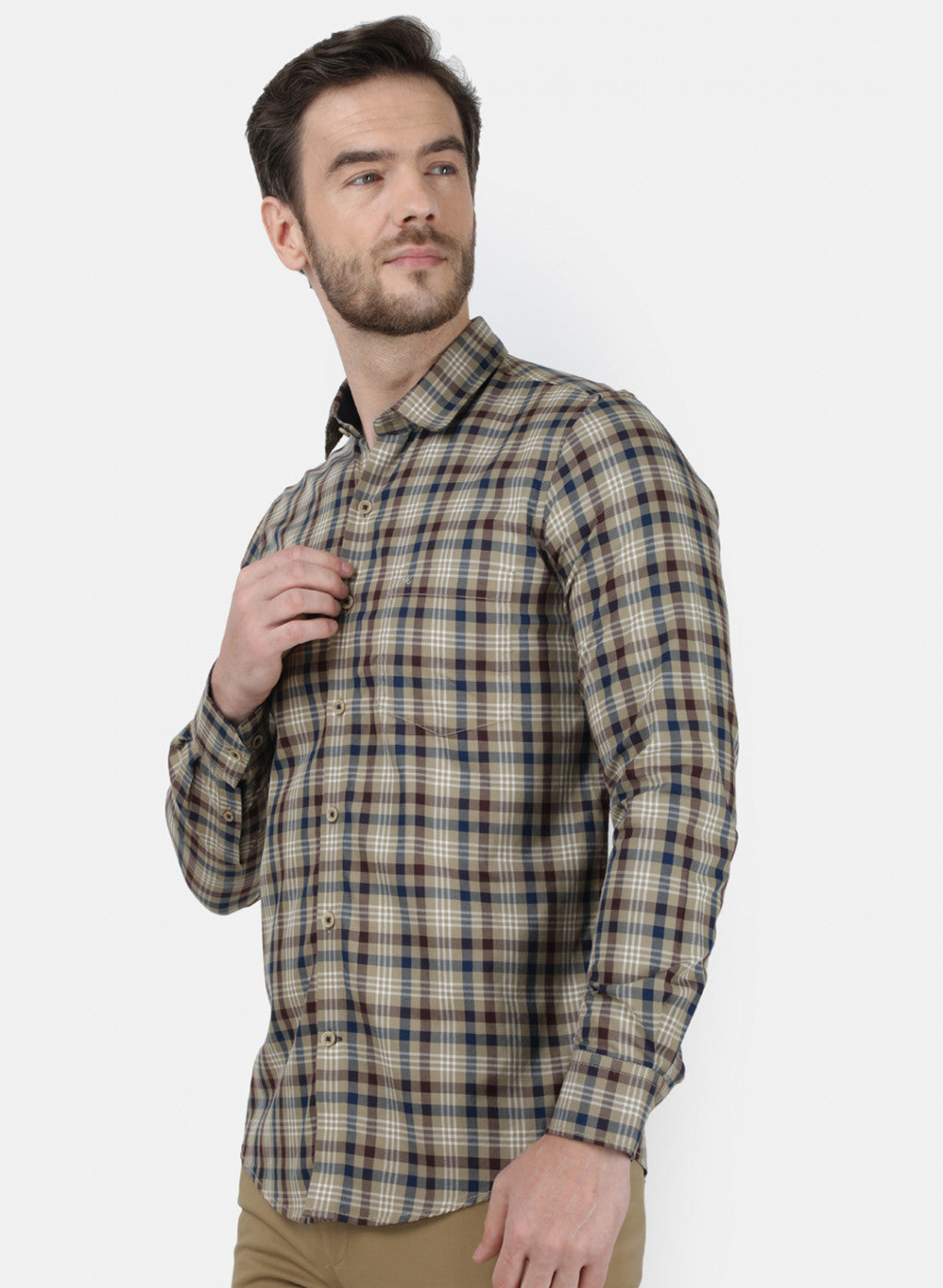 Mens Brown Check Shirt
