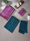 Purple & Teal Blue Cotton 525 GSM Towel Set Pack of 4 (2 Bath & 2 Hand Towels)