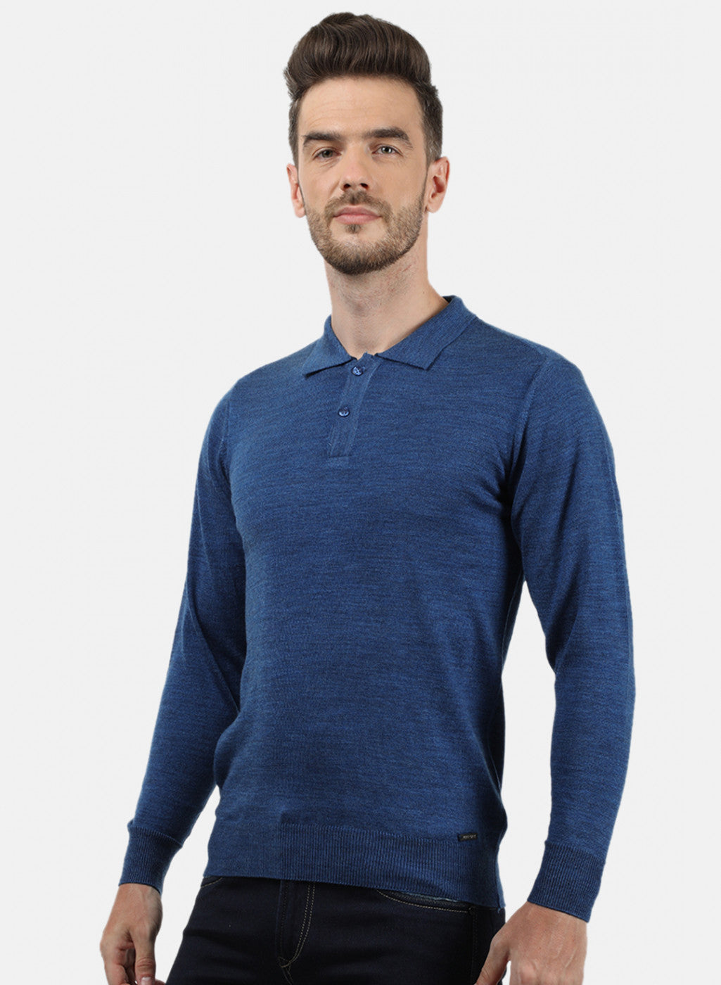 Men Blue Collar T-Shirt