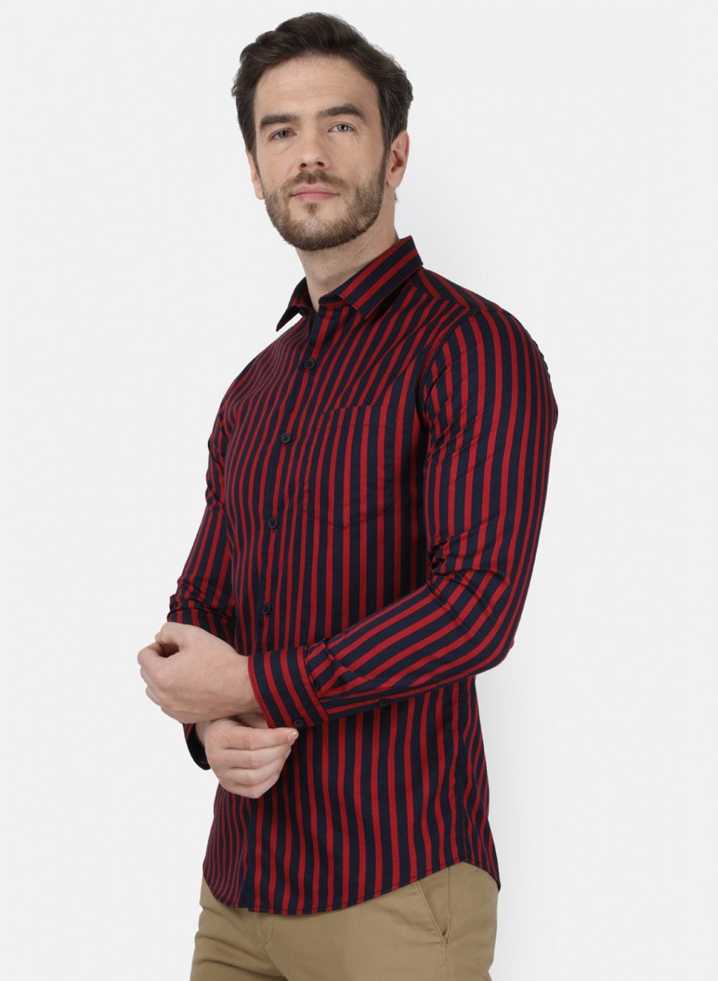 Mens Maroon Stripe Shirt