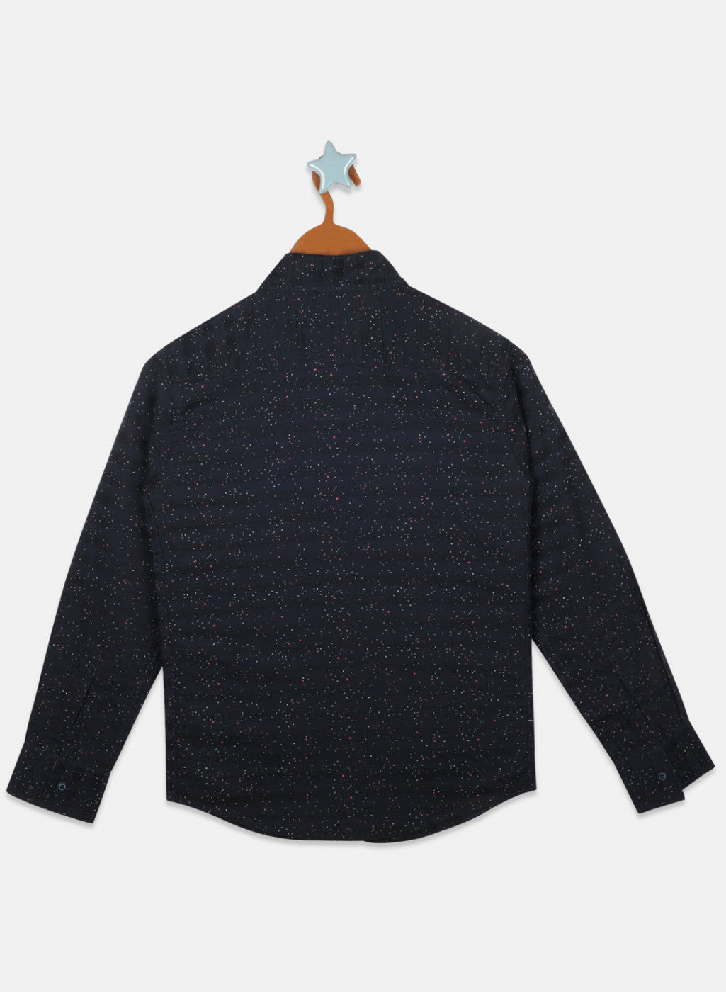 Boys Navy Blue Printed Shirt