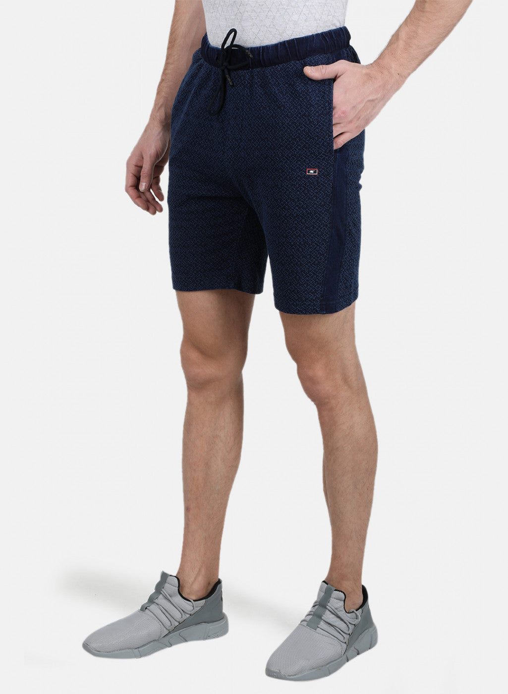 Mens Blue Self Bermuda