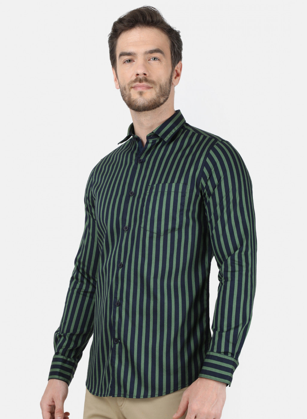 Mens Green Stripe Shirt