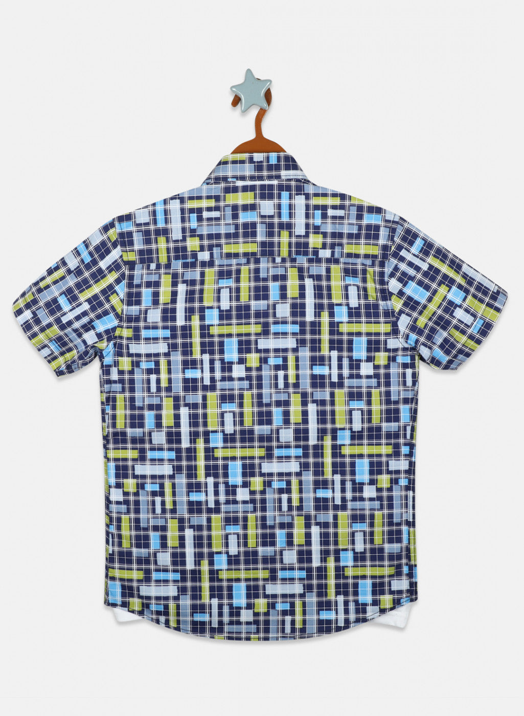 Boys Navy Blue Printed Shirt