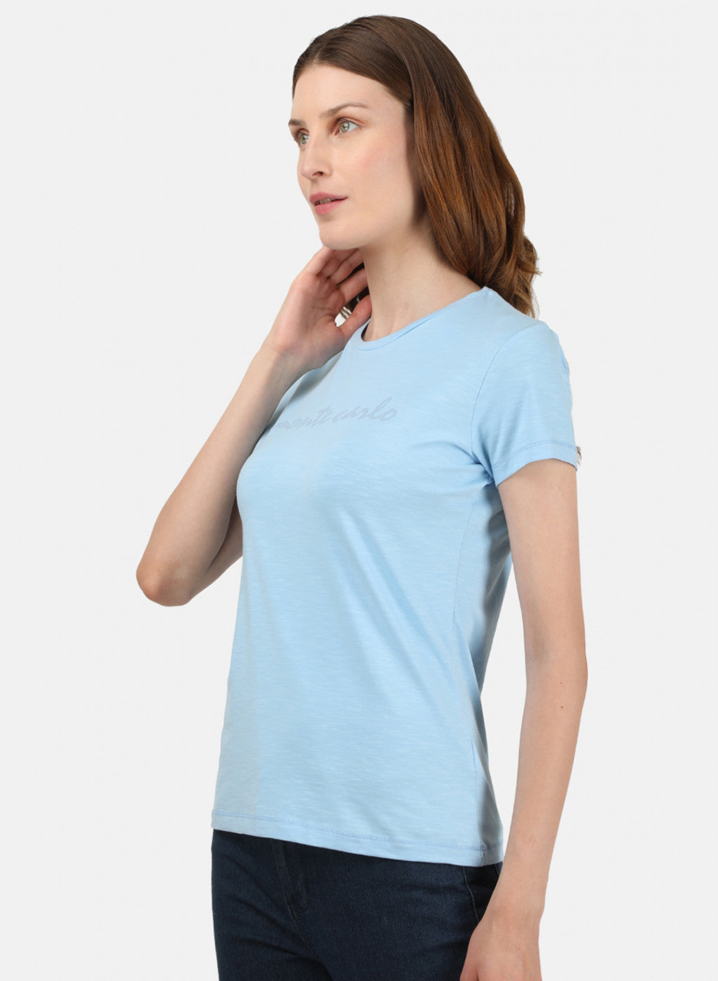 Womens Sky Blue Printed Top