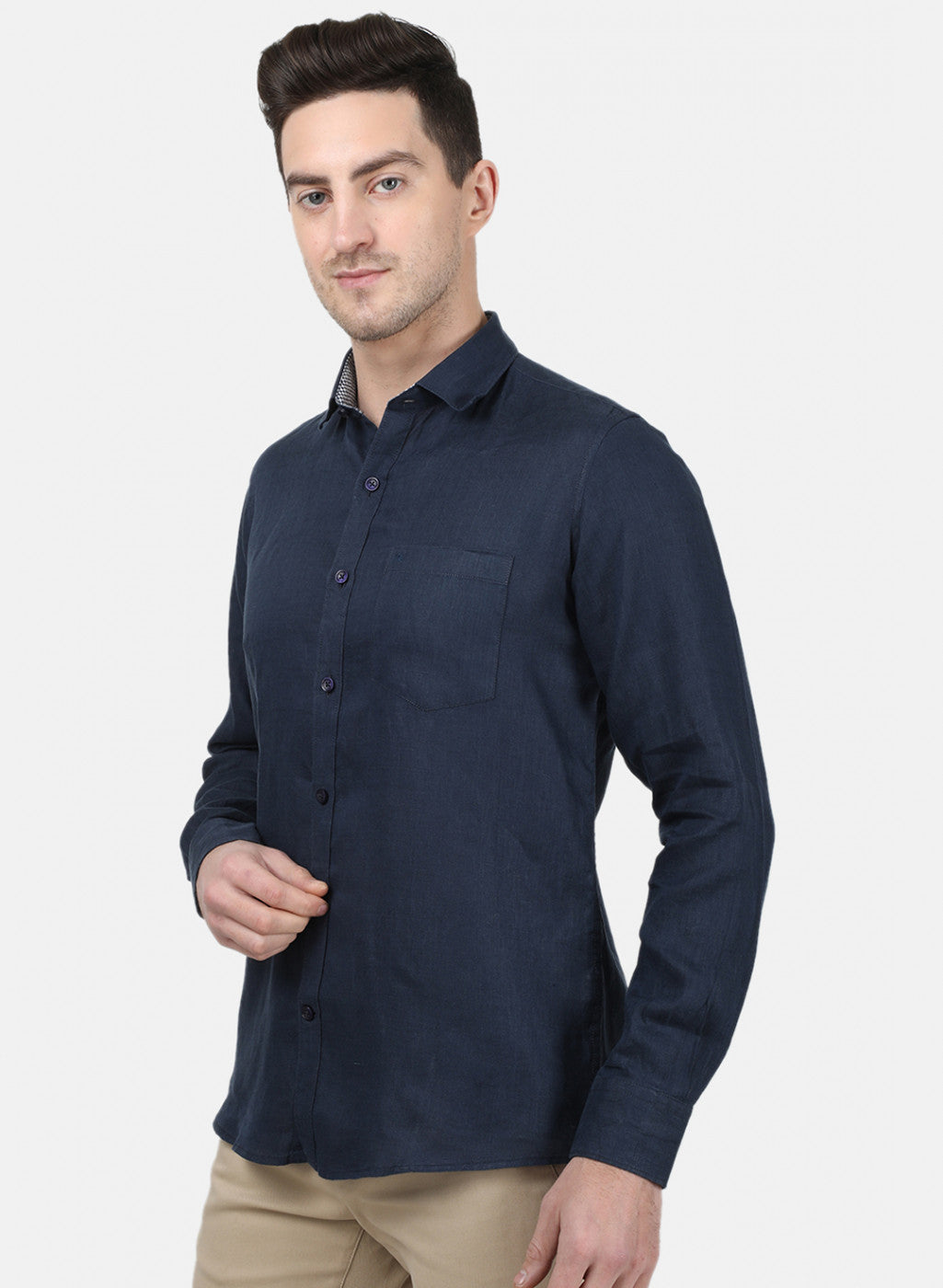 Mens NAvy Blue Solid Shirt