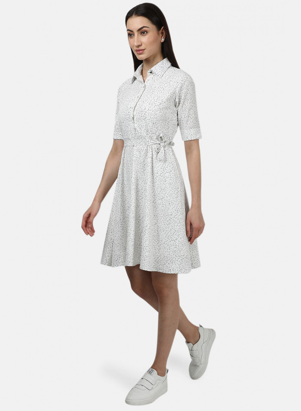 Womens White Printed Dress