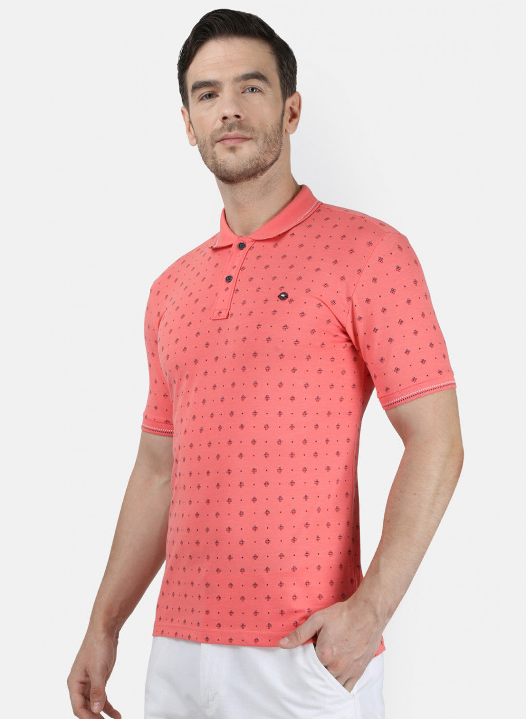 Mens Dark Pink Printed T-Shirt