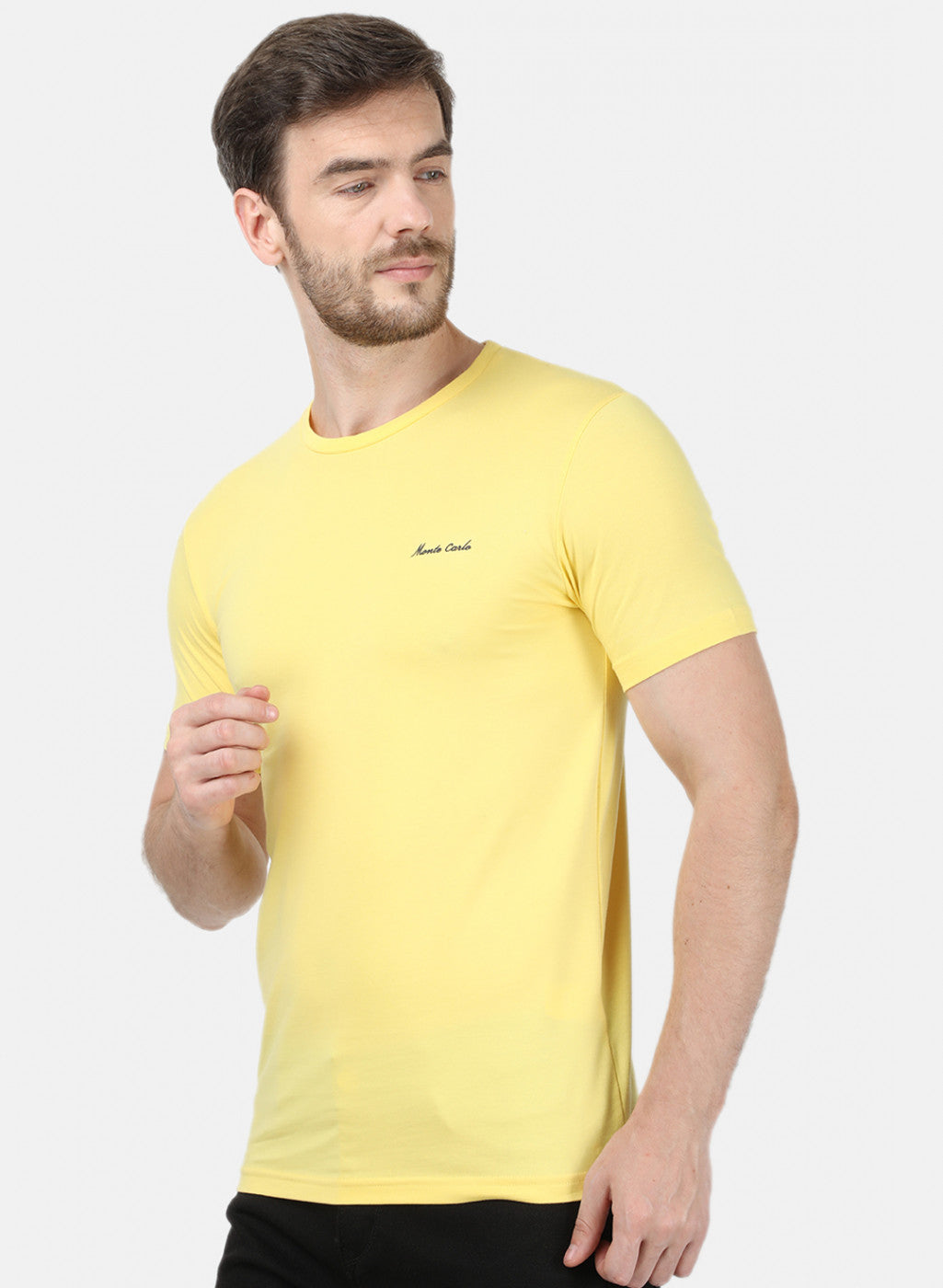Mens Yellow Plain T-Shirt