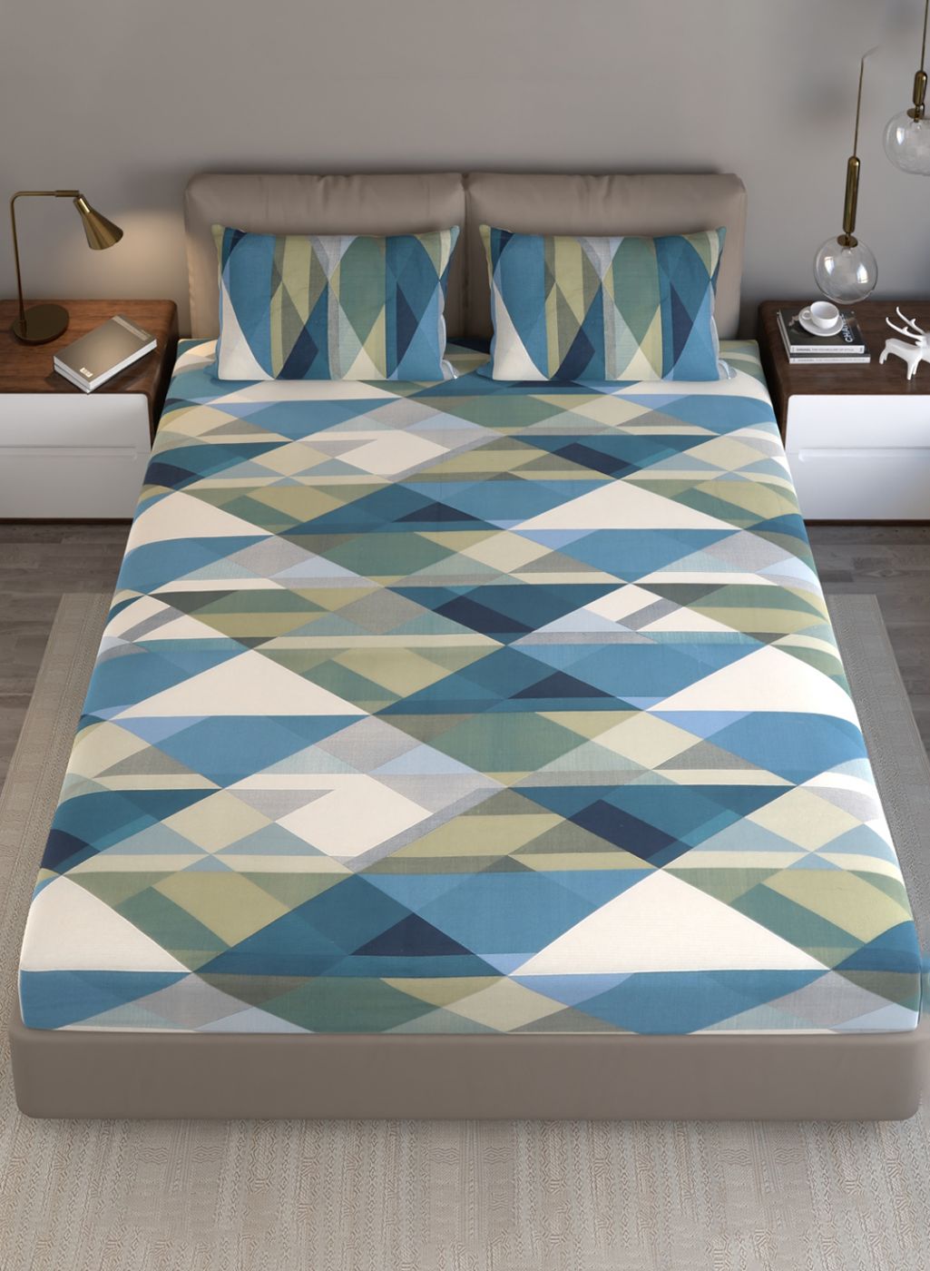140TC Pure Cotton Queen Bedsheet with 2 Pillow Covers