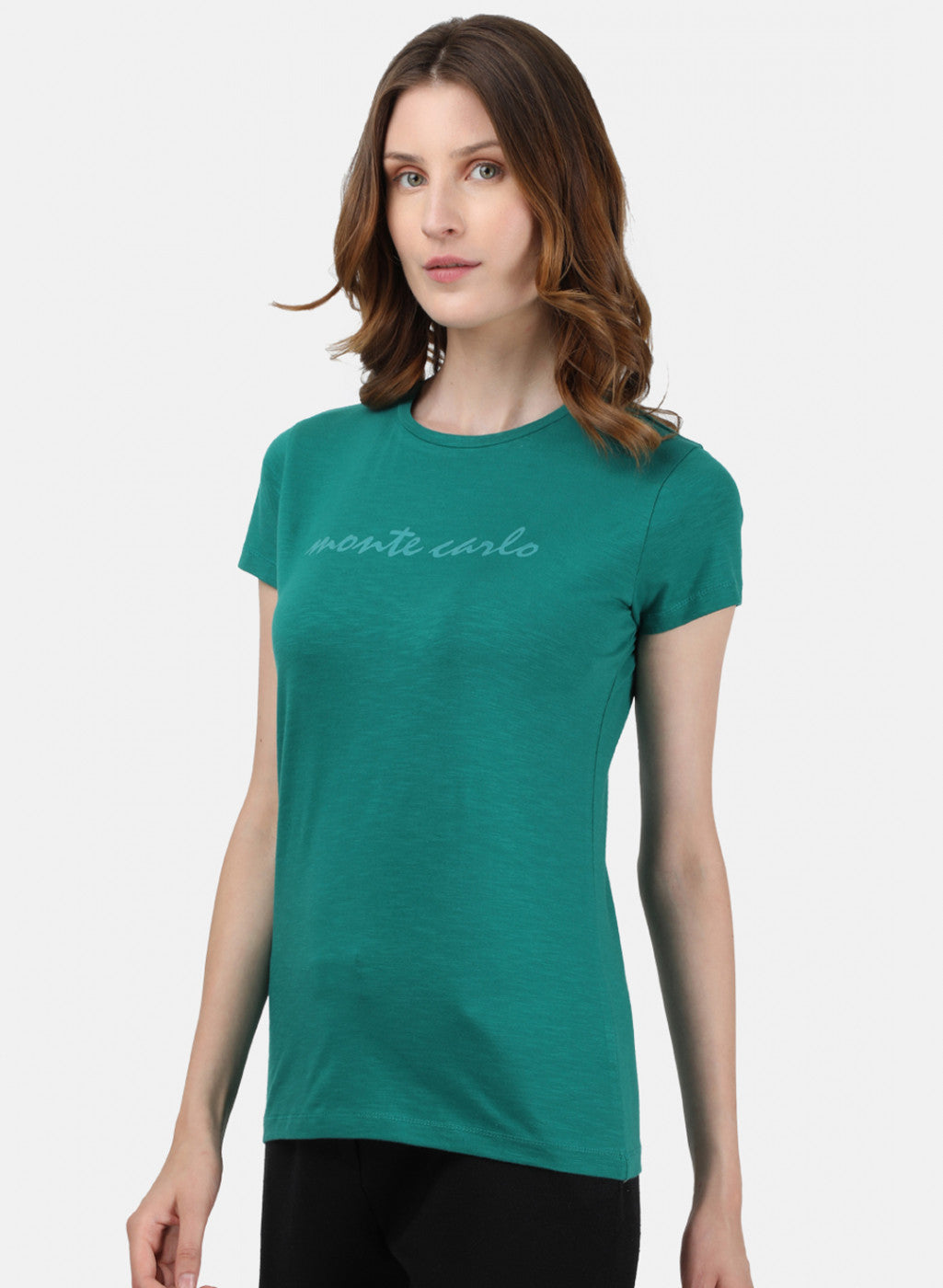 Womens Dark Green Printed Top