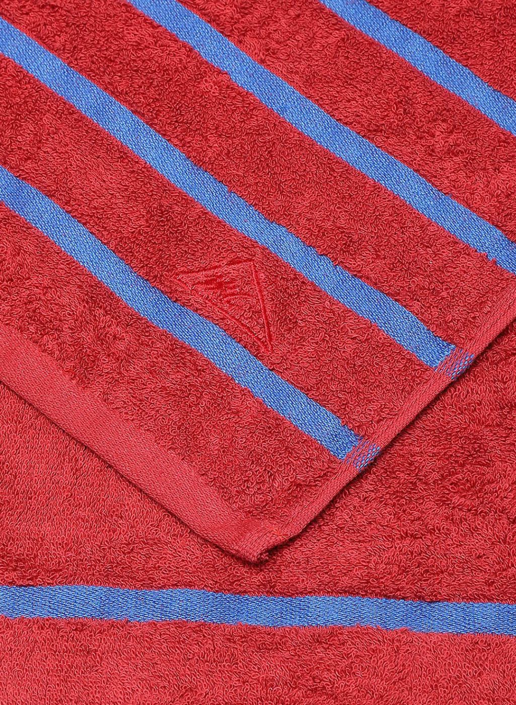 Red & Blue Cotton 525 GSM Bath Towel (Pack of 2)