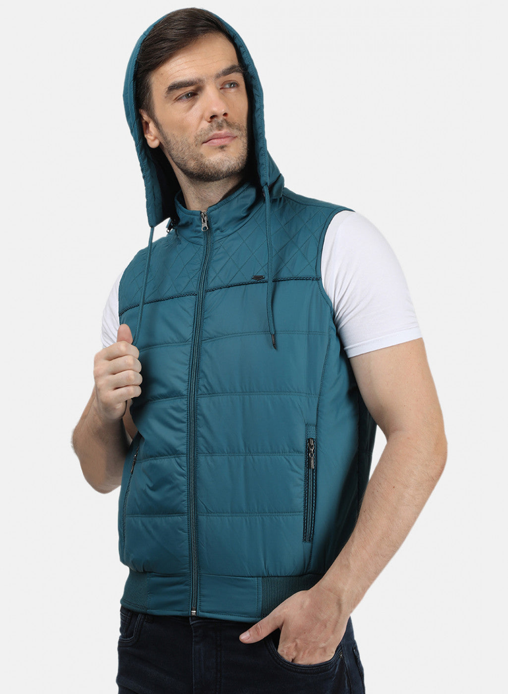 Men Blue Plain Jacket