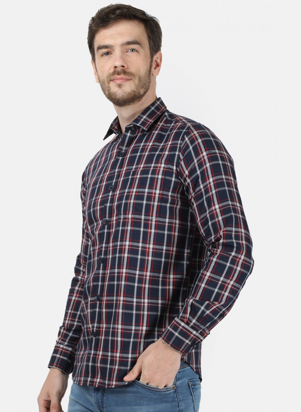 Mens NAvy Blue Check Shirt