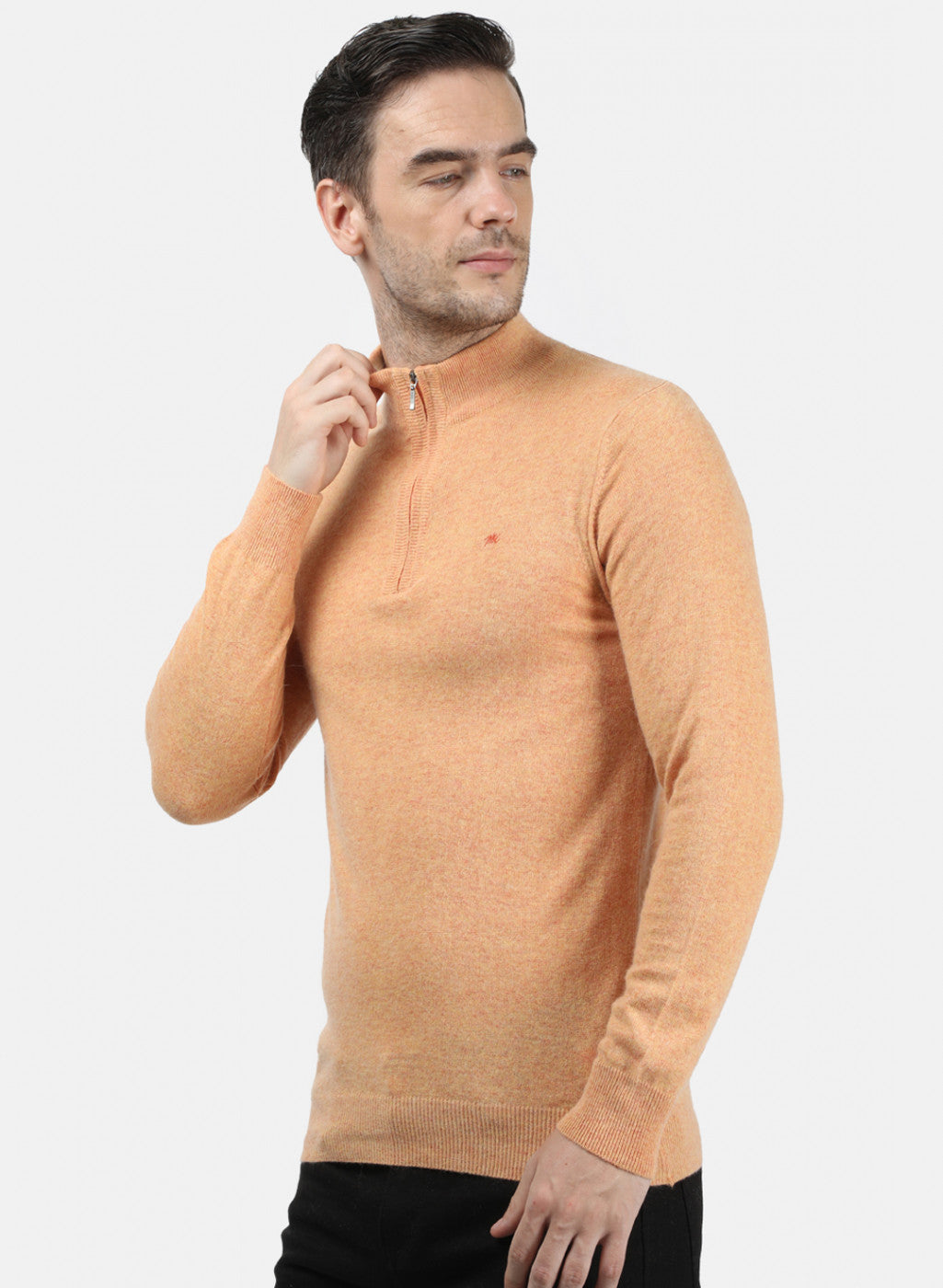 Men Light Orange Solid Pullover