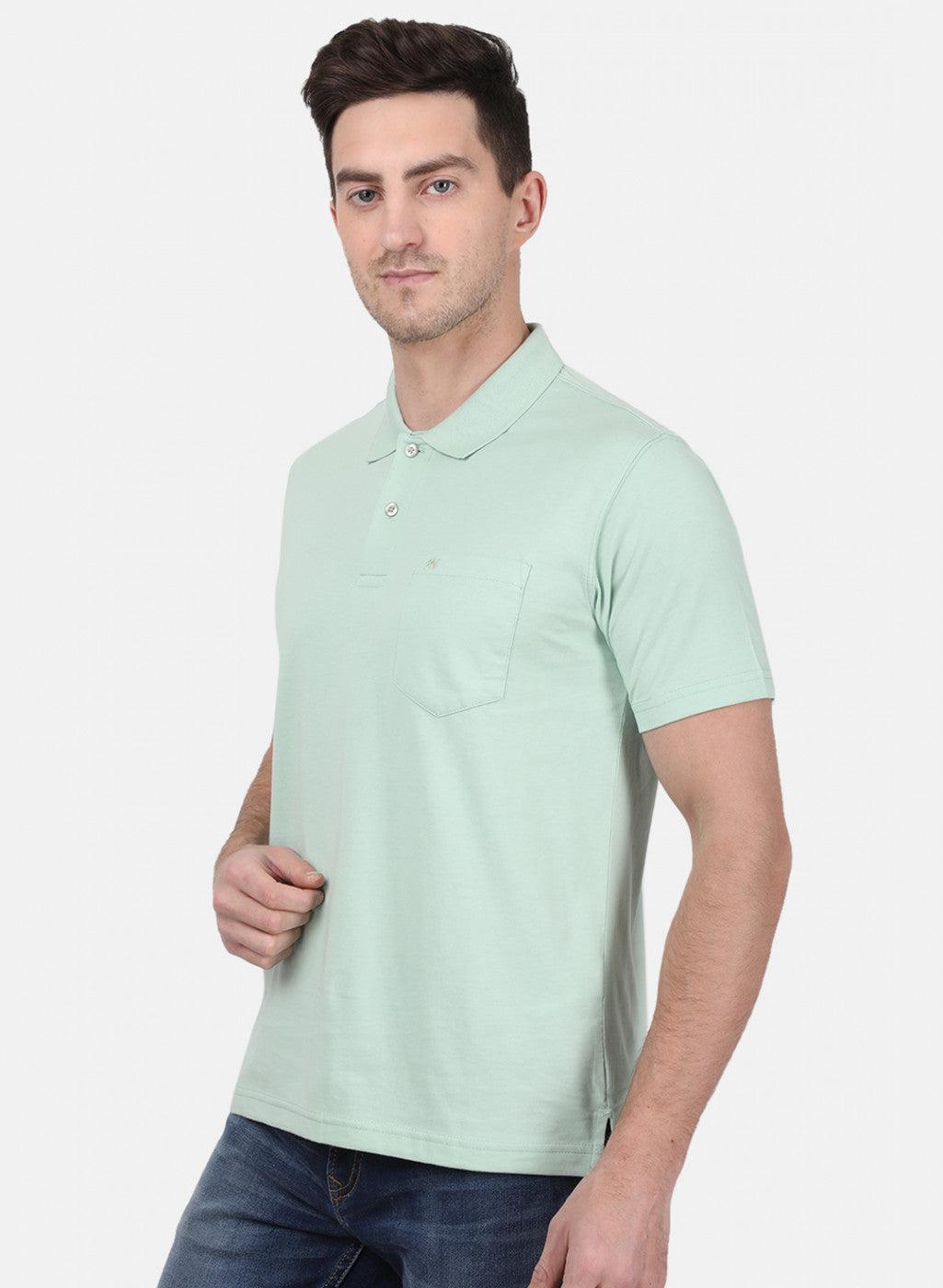 Mens Light Green Plain T-Shirt