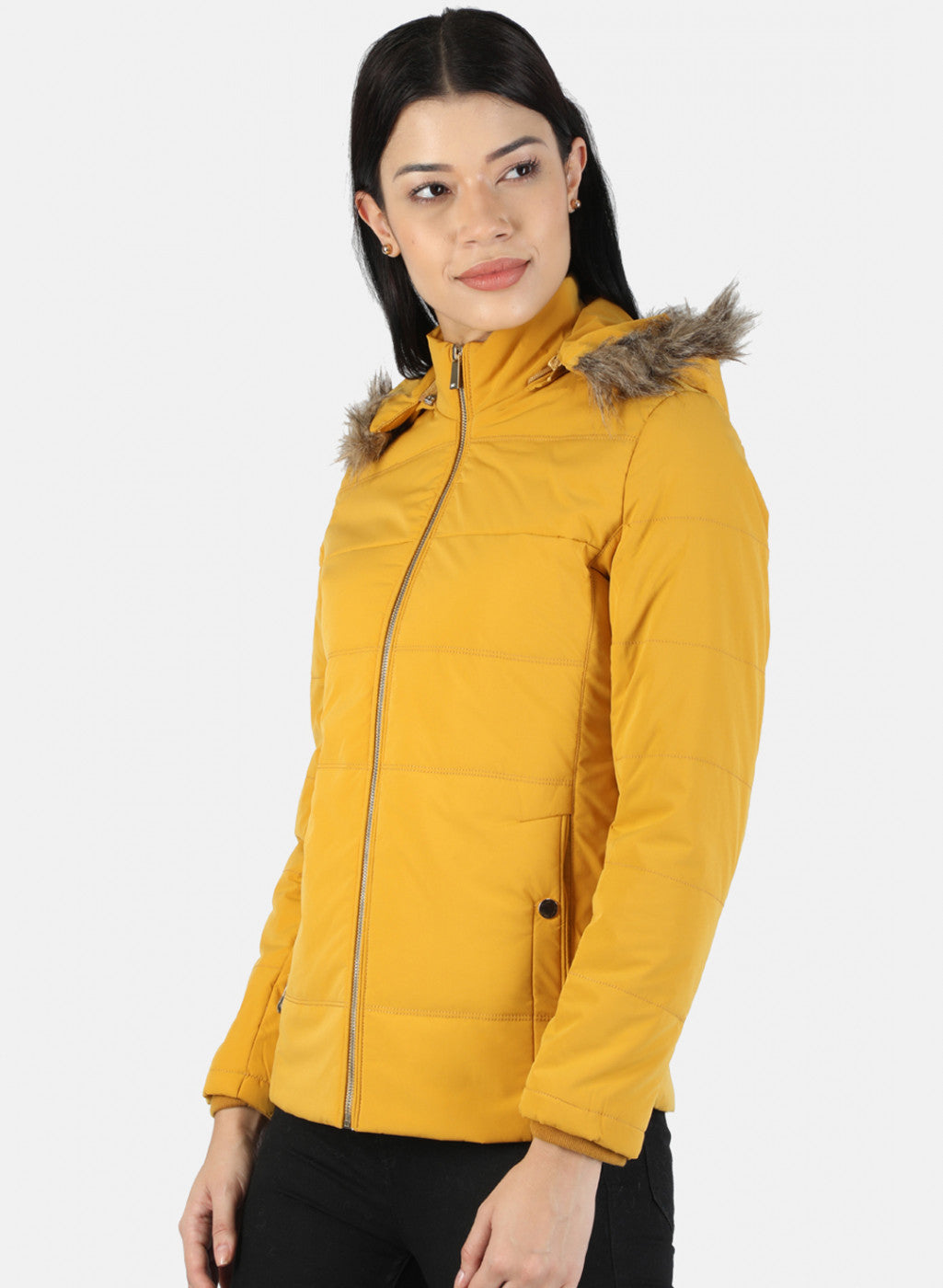 Women Mustard Plain Jacket