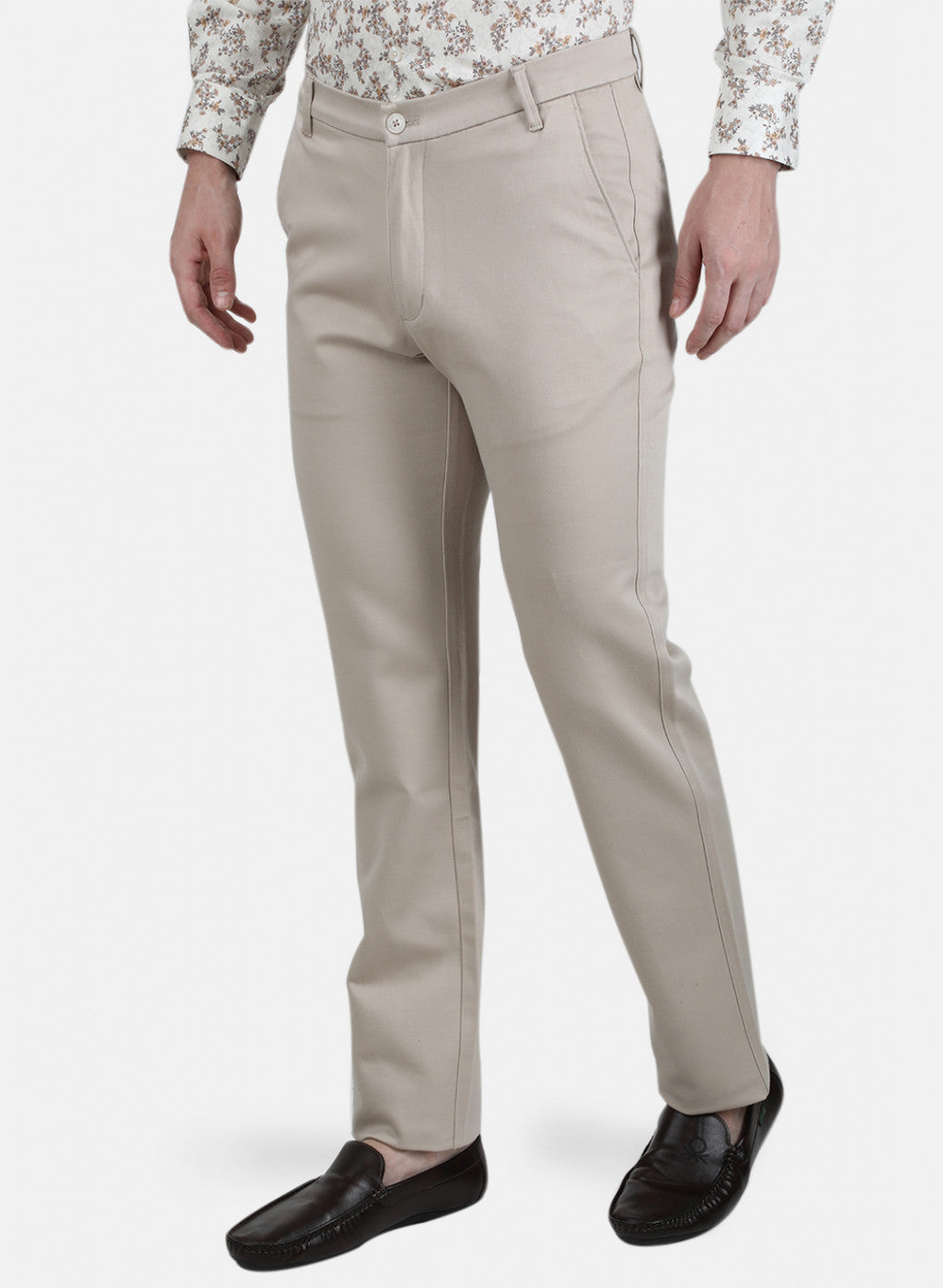 Mens Beige Smart Fit Trouser