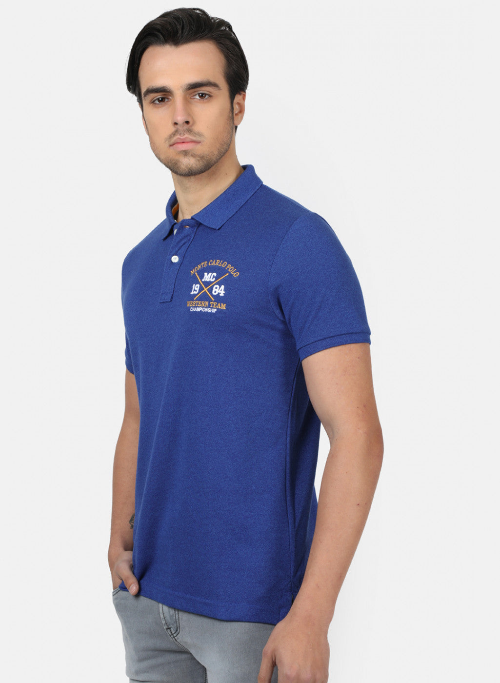Men Blue Plain T-Shirts