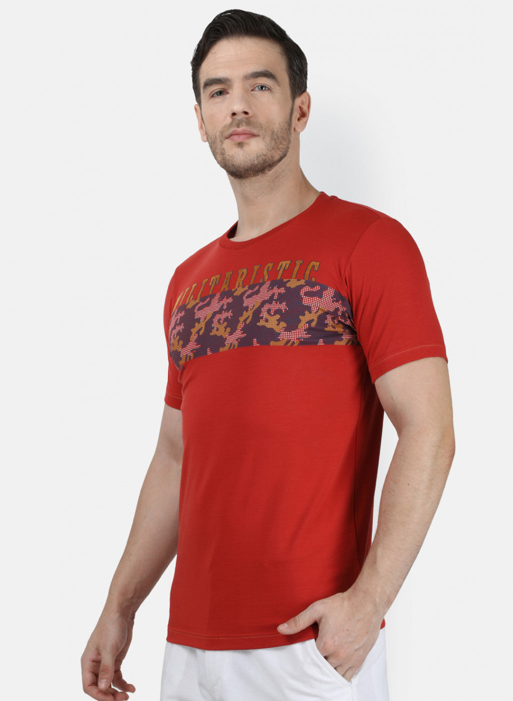 Mens Red Printed T-Shirt
