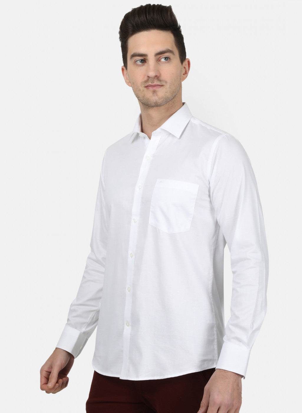 Mens White Printed Shirt
