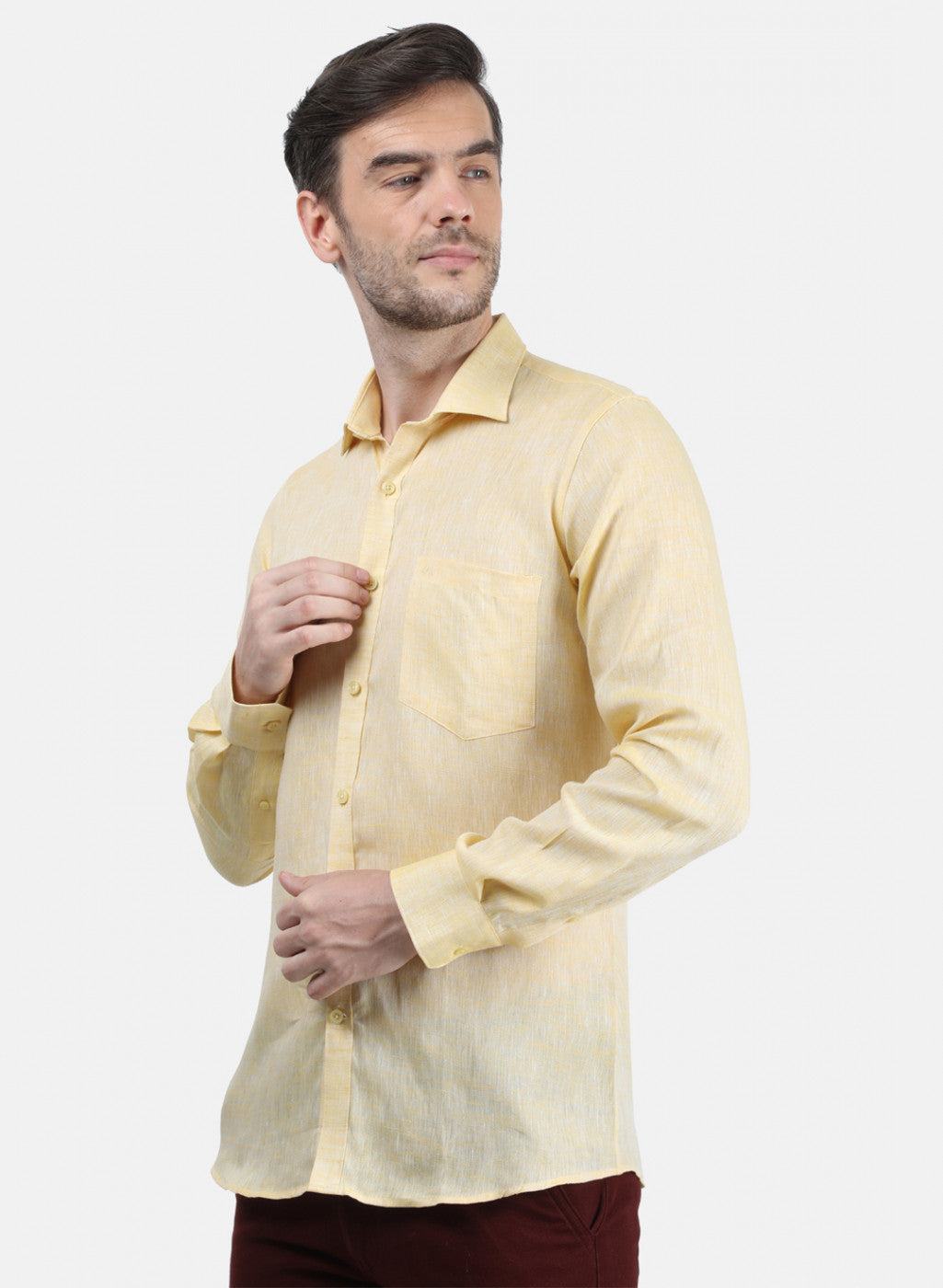 Men Yellow Solid Shirt