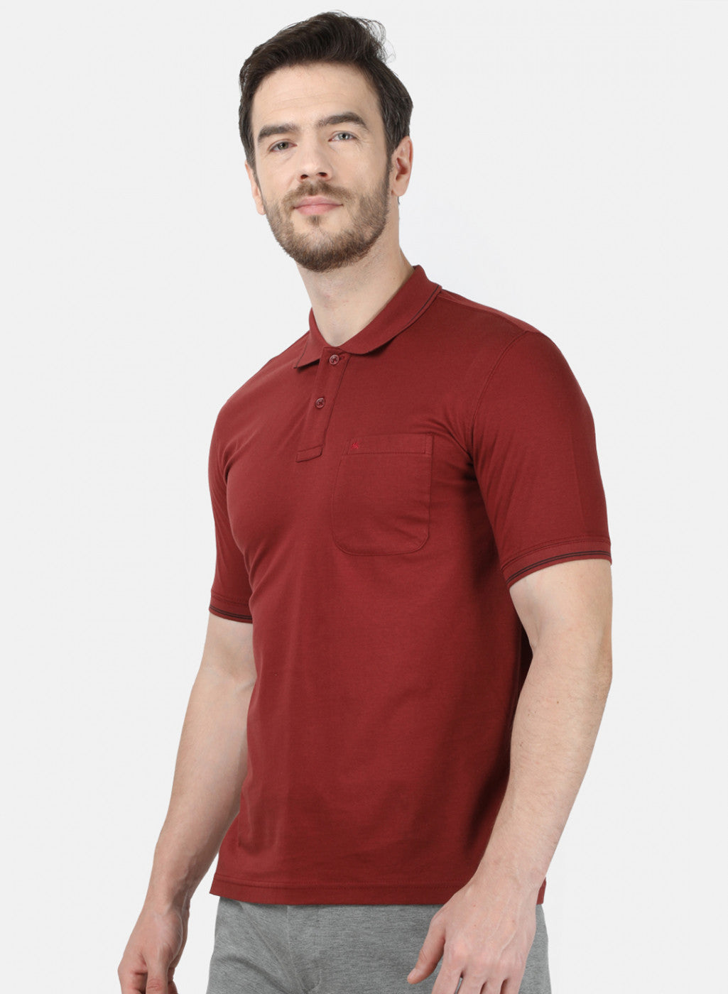 Mens Maroon Plain T-Shirt