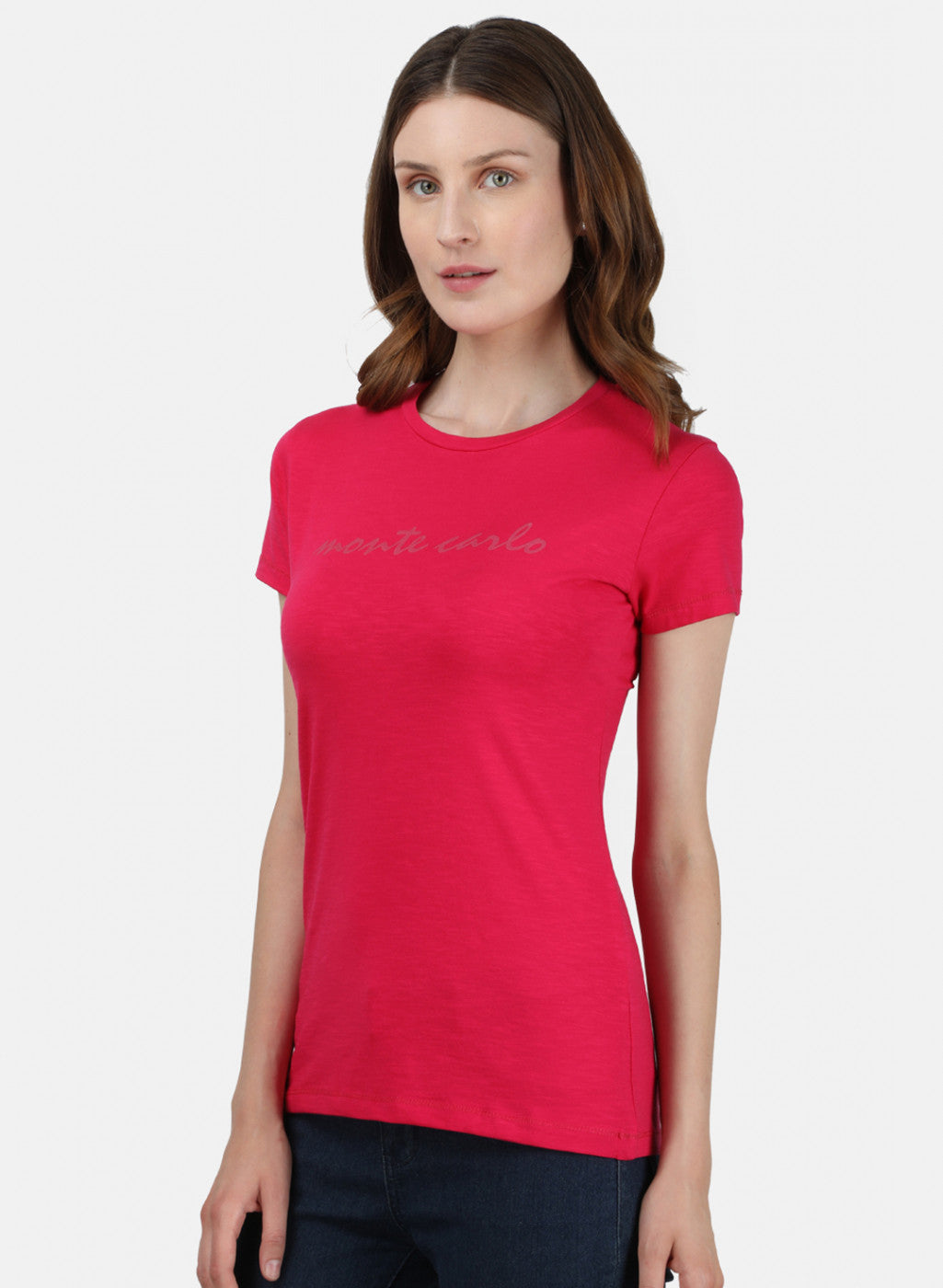 Womens Dark Pink Printed Top