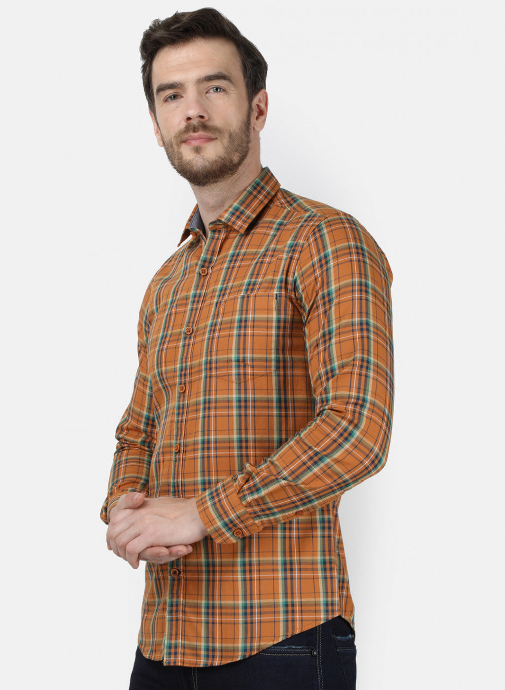 Mens Mustard Check Shirt