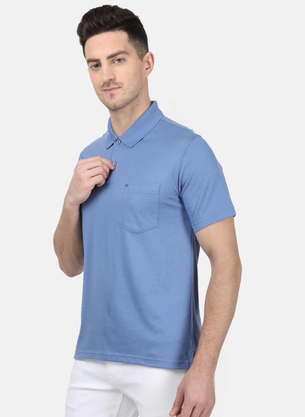 Mens Blue Plain T-Shirt