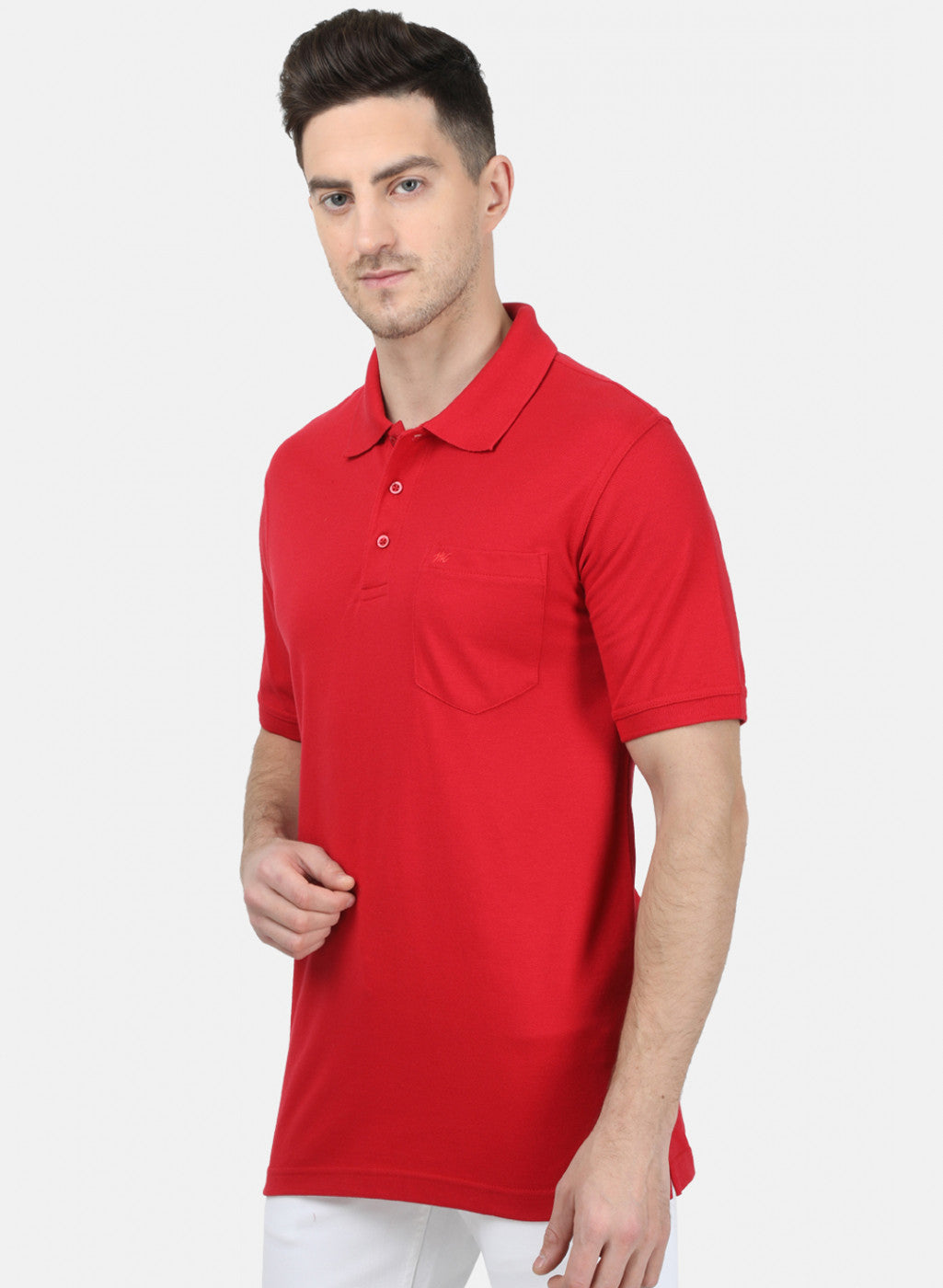 Mens Red Plain T-Shirt
