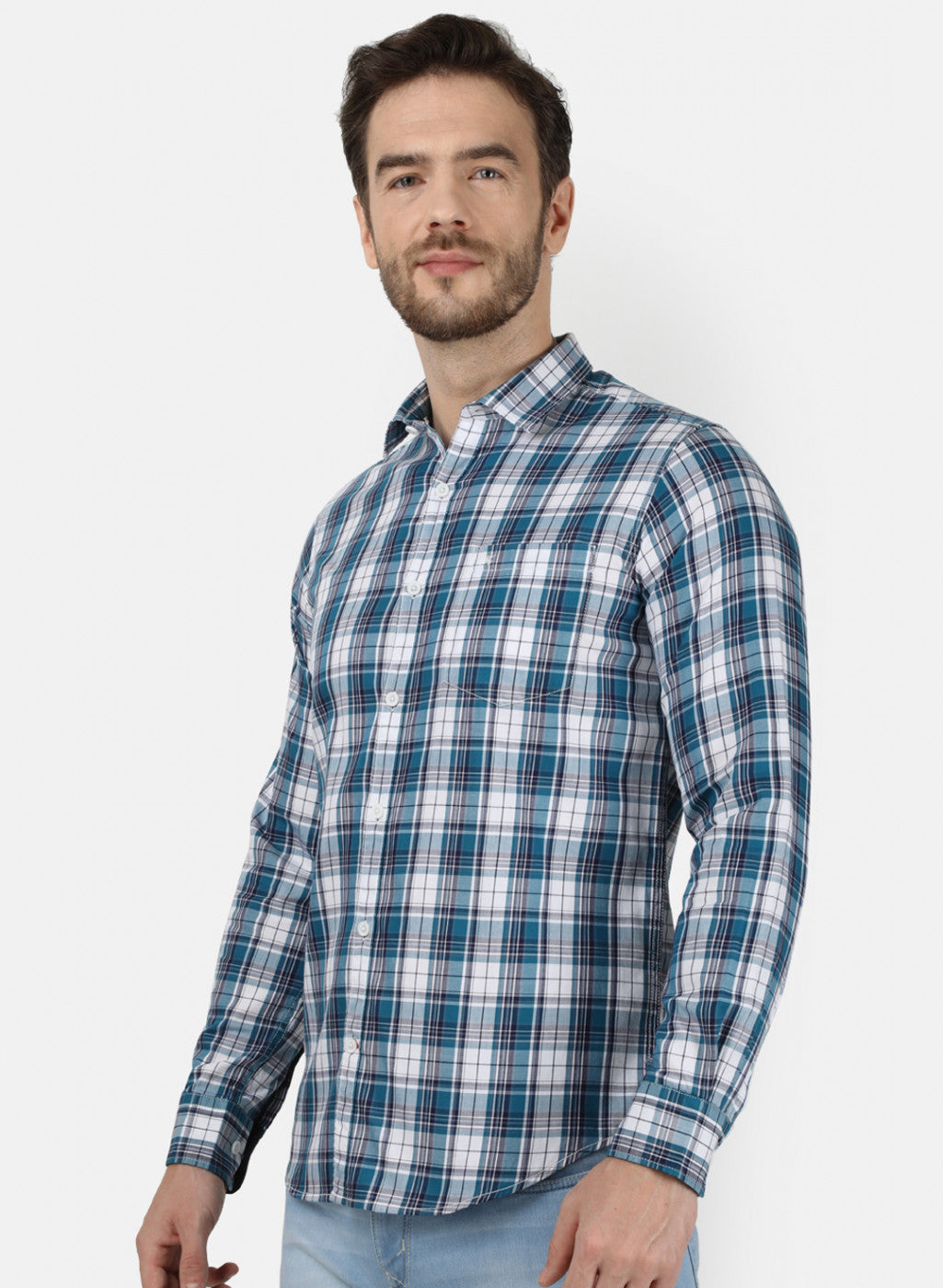 Mens Blue Check Shirt