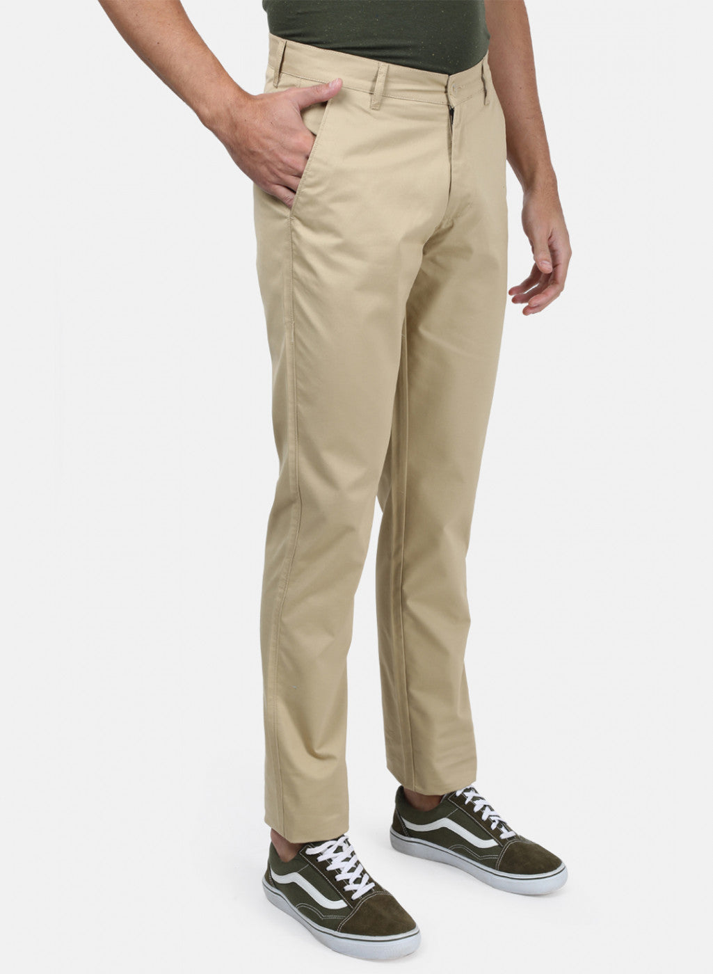 Men Beige Plain Trousers