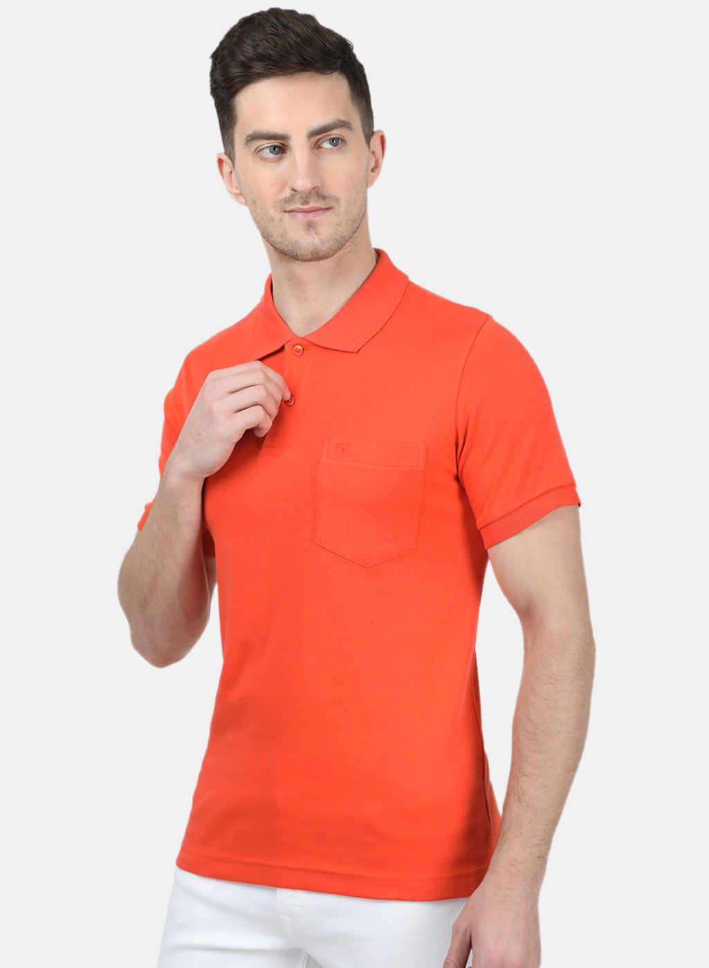Mens Orange Plain T-Shirt