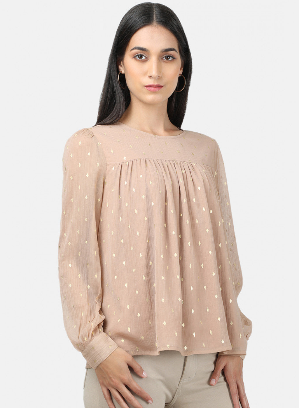 Womens Light Brown Printed Top