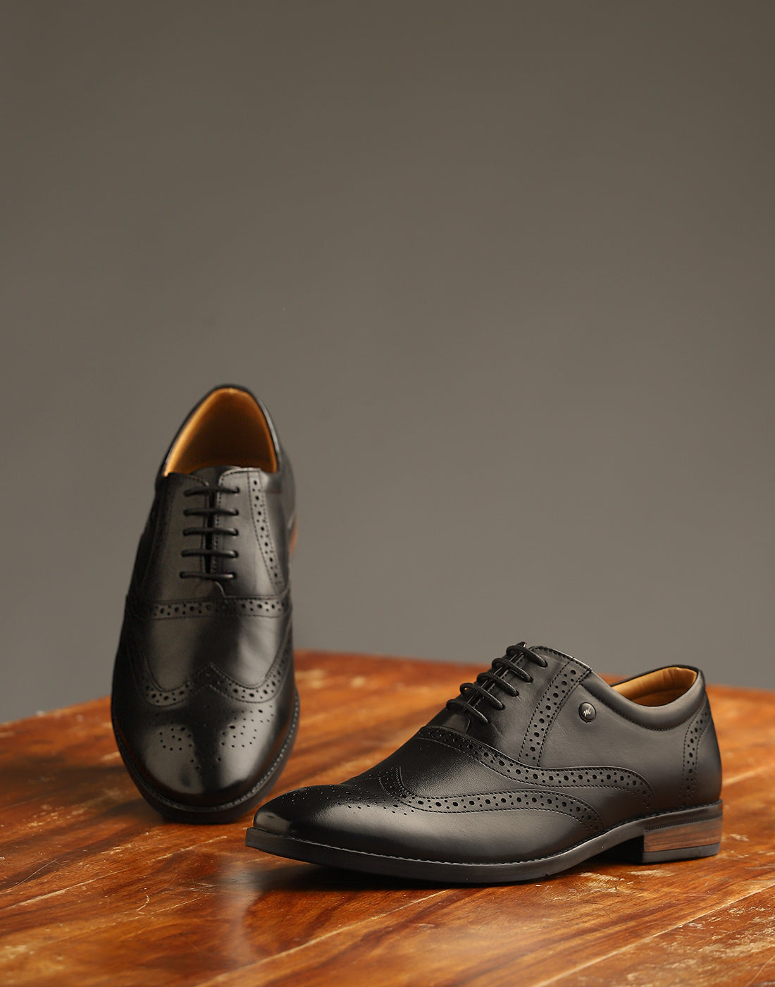 Men Black Lace Up Genuine Leather Formal Brogues