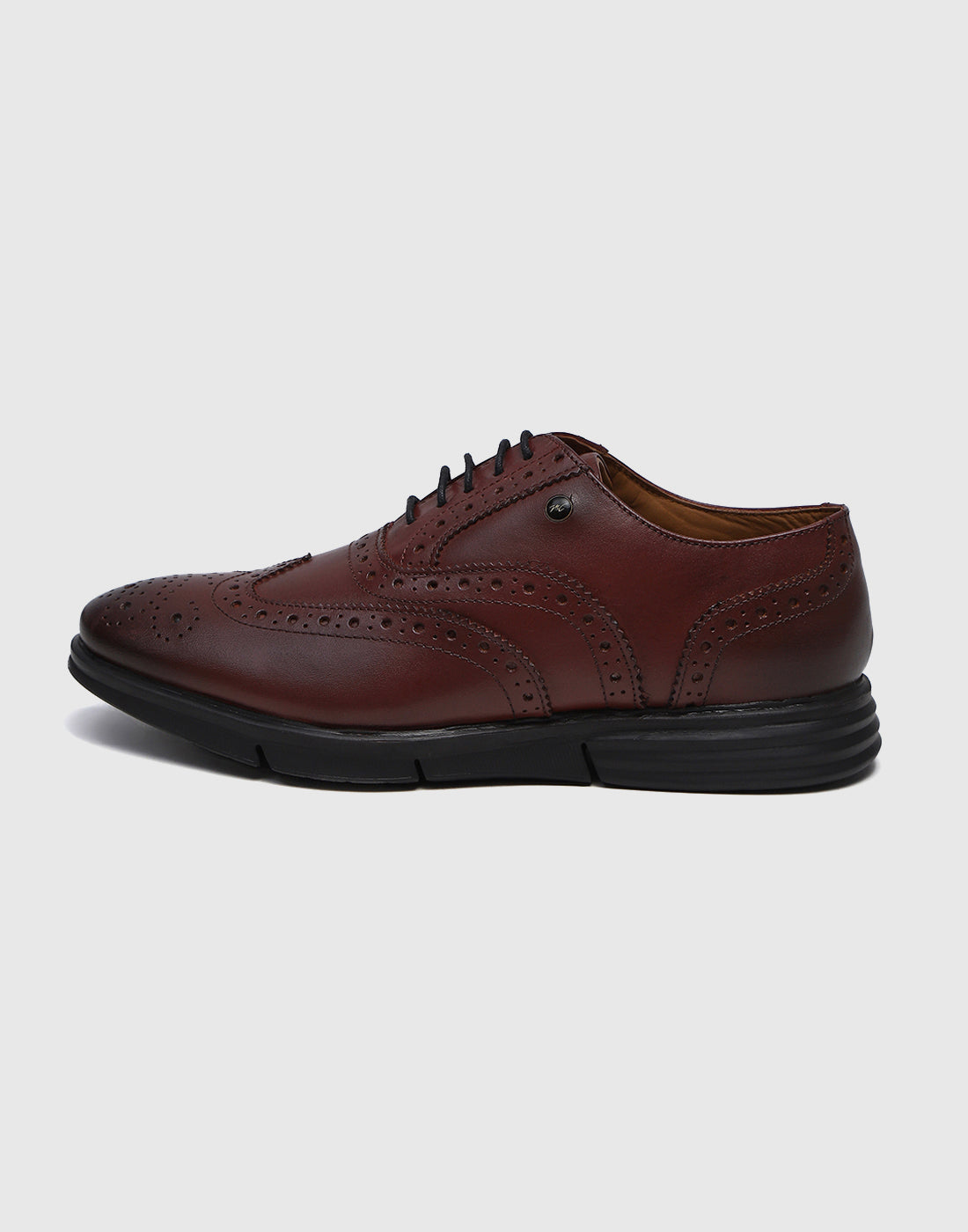Men Burgundy Lace Up Genuine Leather Formal Brogues