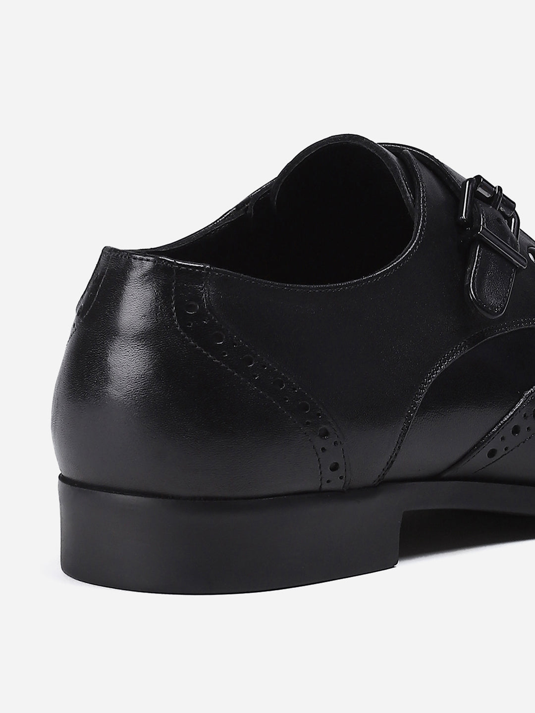 Men Black Buckle Genuine Leather Formal Monks