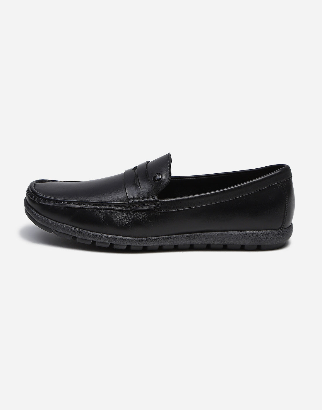 Men Black Slip on Genuine Leather Penny Loafers