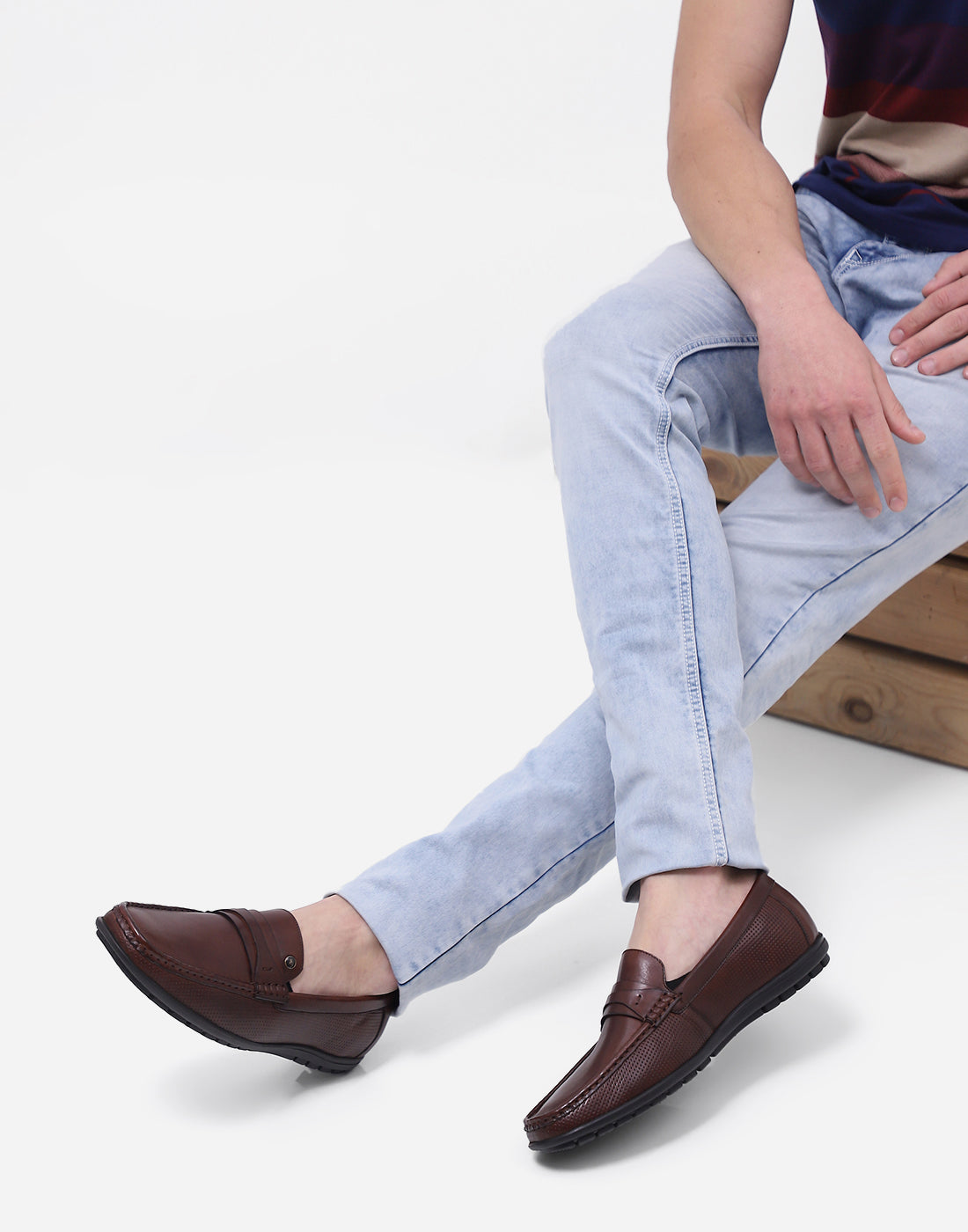 Men Brown Slip on Genuine Leather Loafers