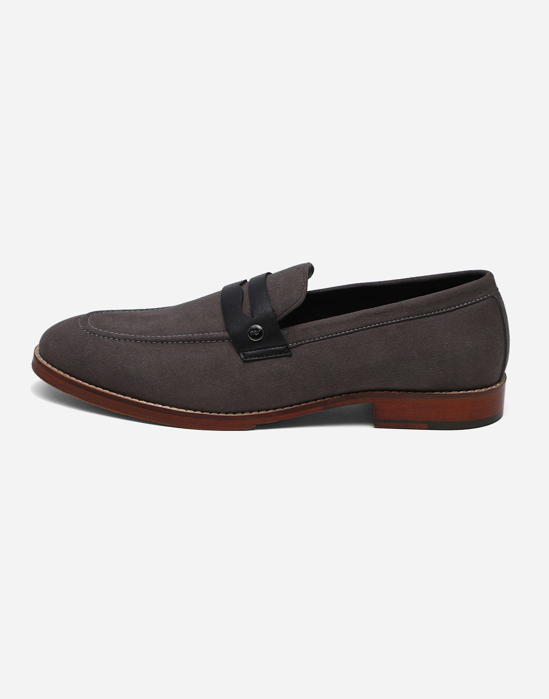 Men Grey Slip on Microfiber Loafers