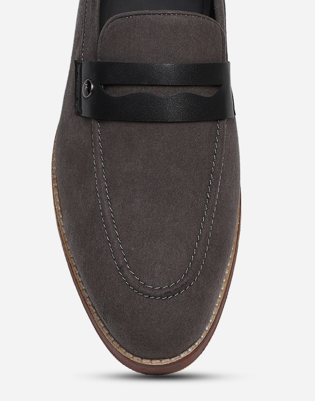 Men Grey Slip on Microfiber Loafers