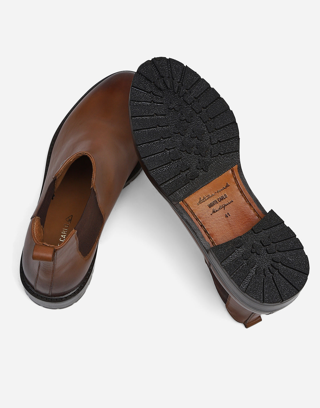 Men Tan Slip on Genuine Leather Chelsea Boots