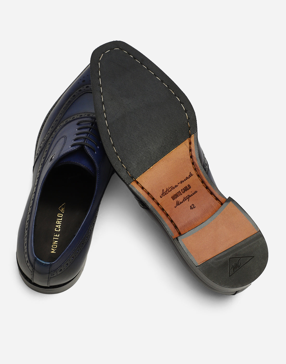Buy Men Navy Blue Lace Up Genuine Leather Formal Brogues Online in
