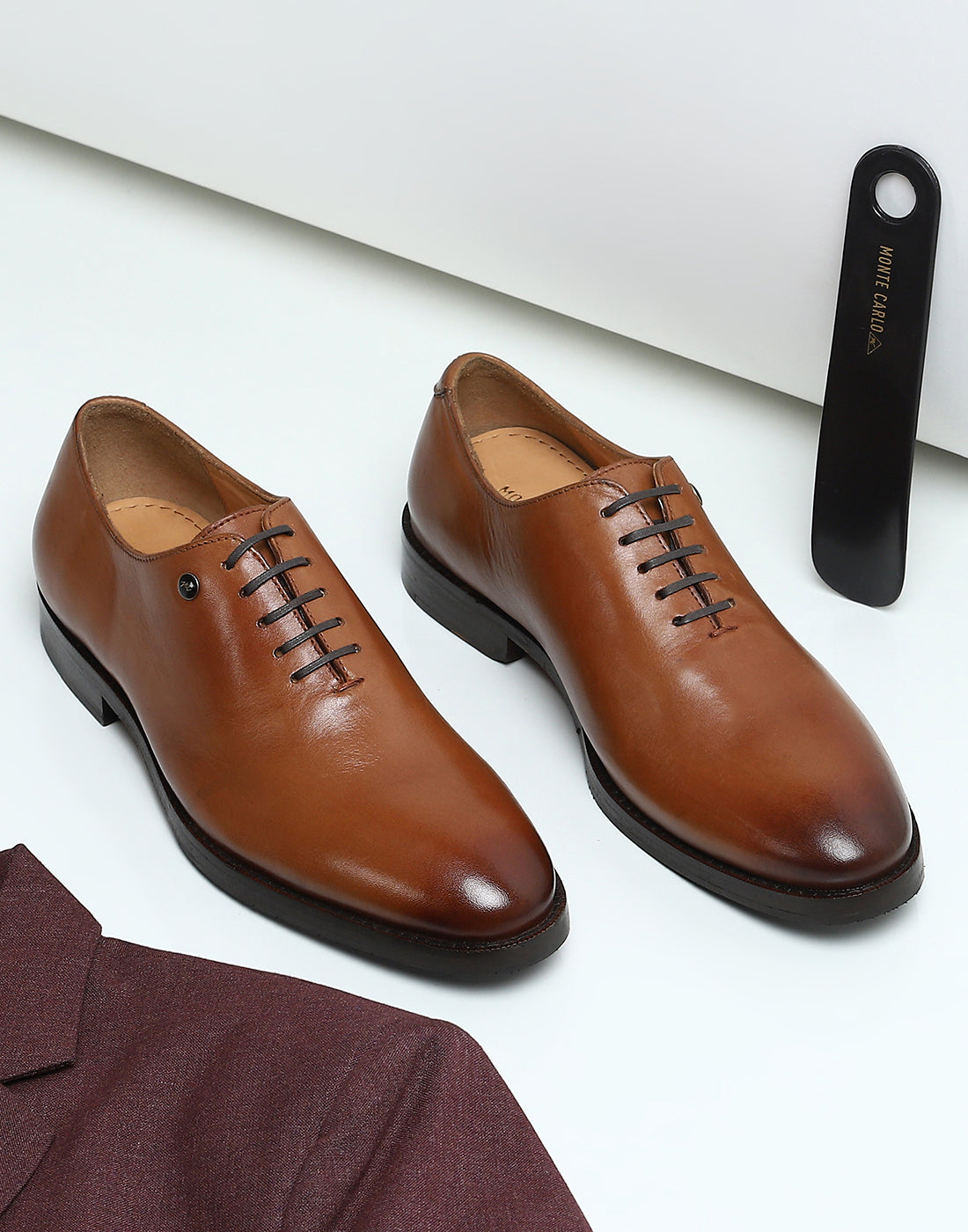 Men Tan Lace Up Genuine Leather Formal Oxfords