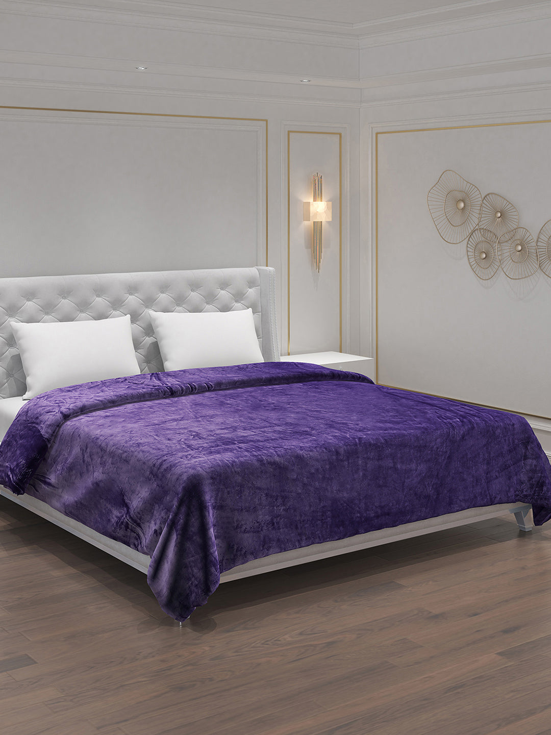Solid Polyester Double Bed Blanket for AC Room