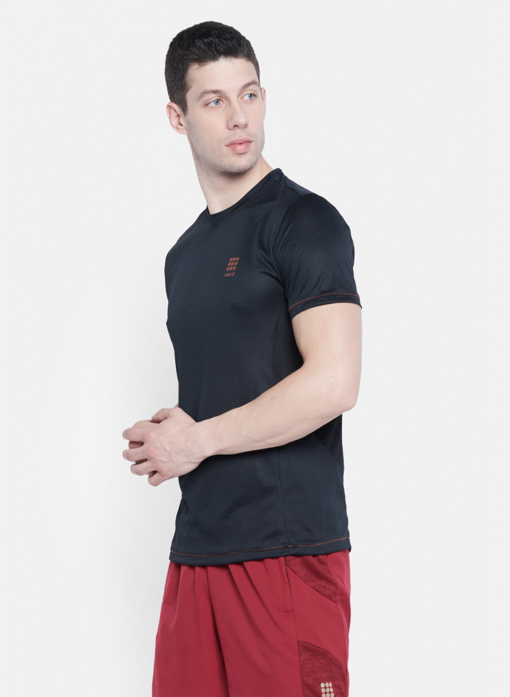 Rock.it Men Black Self Design T-Shirt