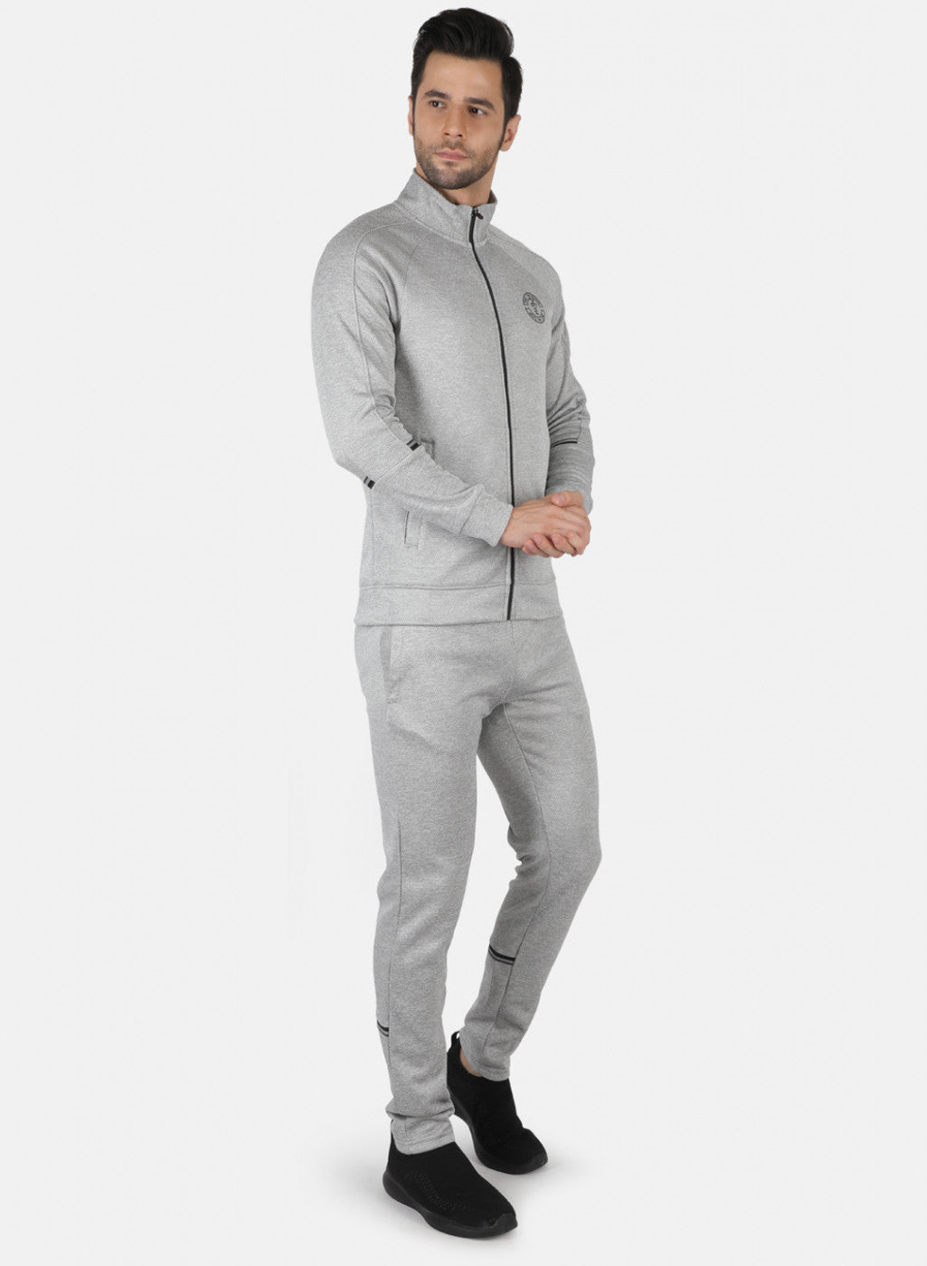 Rock.it Grey Regular Fit Full Sleeve Collar Neck Tracksuit